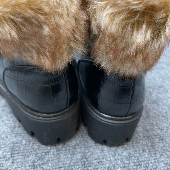 BAMBOO FORCE 10 Womens Lace Up Combat Boots Faux Fur Trim Size Size 8 - Picture 5 of 9